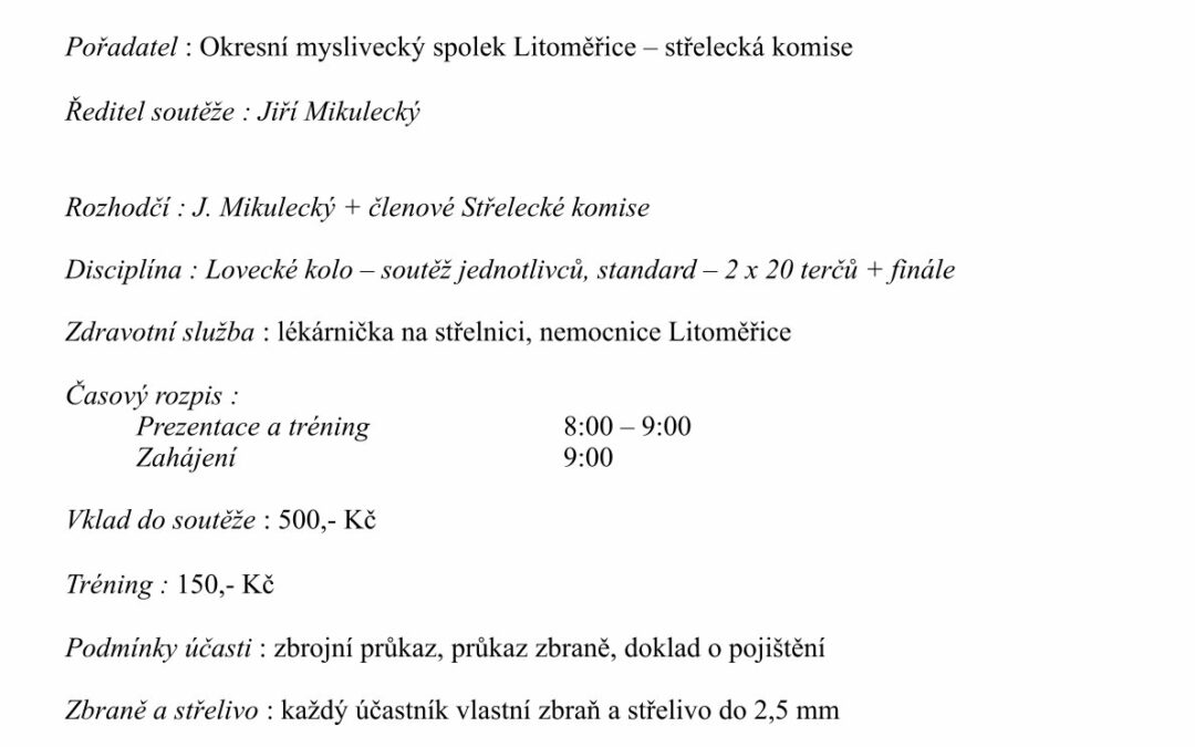 Lovecké kolo – Jablonec u Libčevsi – 4.5.2024